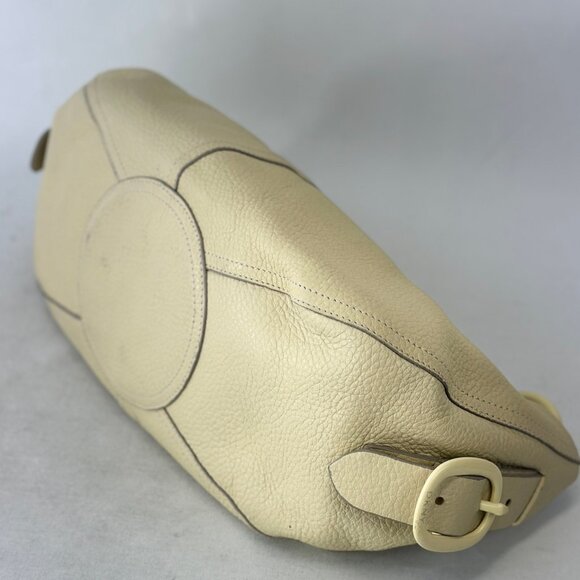 DKNY Vintage Vanilla Pebbled Leather Shoulder Purse Handbag Single Handle Zipper - Picture 7 of 12